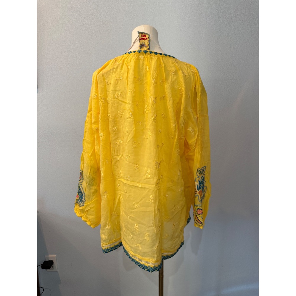 NEW Johnny Was Margot Blouse Odesa Yellow Embroidered Floral Boho Peasant XXL - Picture 6 of 13